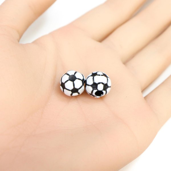 画像4: スポーツボールビーズ 【サッカーボール】11.5mm 50個入り 手芸用品 ハンドメイド 材料 アクセサリー パーツ ブレスレット きらきらぷんぷん丸 SBB-004 (4)