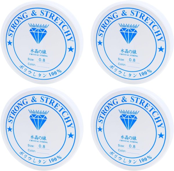 画像1: シリコンゴム 約0.8mm 約6m 4個入り ブレスレット用 透明 クリア ゴム紐 水晶の線 切れにくい 天然石 パワーストーン ビーズ作成 きらきらぷんぷん丸 SCG-007 (1)