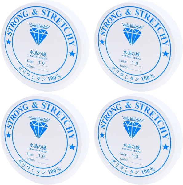 画像1: シリコンゴム 約1.0mm 約4m 4個入り ブレスレット用 透明 クリア ゴム紐 水晶の線 切れにくい 天然石 パワーストーン ビーズ作成 きらきらぷんぷん丸 SCG-008 (1)