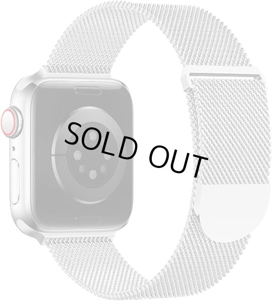 画像1: コンパチブル アップルウォッチ用バンド 41mm 40mm 38mm AppleWatch用 (Series 9/8/7/SE/6/5/4/3/2/1に対応) シルバー 金属 マグネット メッシュ 通気性 SCP-048 (1)