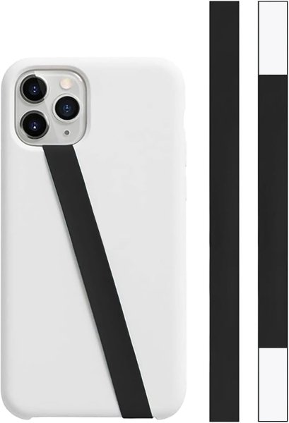 画像1: スマホバンド シリコン 【ブラック】 黒 スマホ 薄型 ベルト 落下防止 ワイヤレス充電対応 片手操作 きらきらぷんぷん丸 SCP-060 (1)