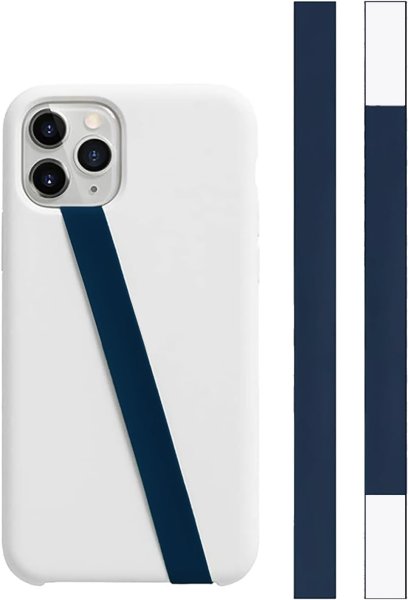 画像1: スマホバンド シリコン 【ネイビー】 紺 スマホ 薄型 ベルト 落下防止 ワイヤレス充電対応 片手操作 きらきらぷんぷん丸 SCP-062 (1)