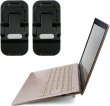 画像1: ノートパソコン スタンド 折りたたみ 貼り付けタイプ 2個入り 【3段階調節タイプ ブラック】 ノートPC 台 コンパクト 薄型 高さ調整 金属製 姿勢改善 冷却 持ち運び 滑り止め きらきらぷんぷん丸 SCP-068 (1)