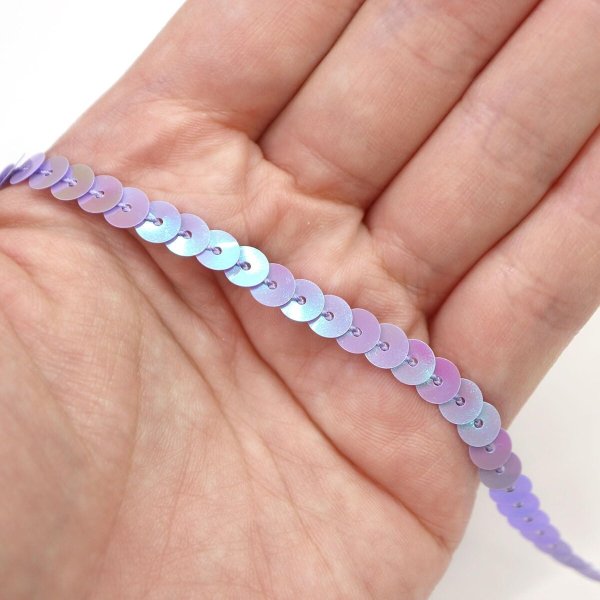 画像6: スパンコールブレード 【オーロラ ライトパープル】 紫 幅約0.5cmx約5m スパンコールテープ スパンコールトリム 手芸 きらきらぷんぷん丸 SPN-007 (6)