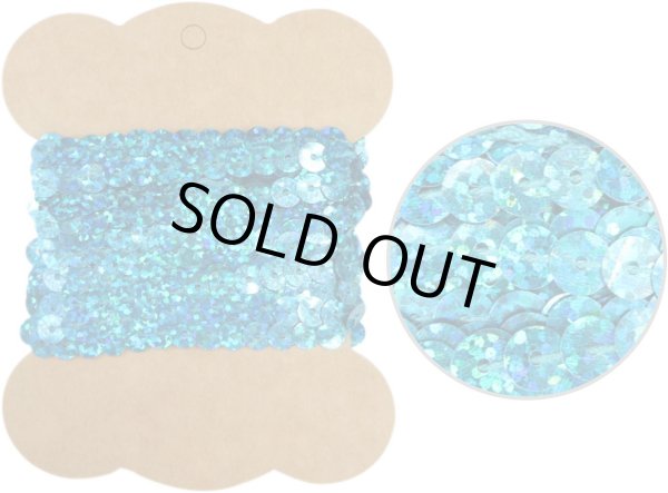 画像1: スパンコールブレード ホログラム ピーコックブルー 青 幅約0.6cmx約3m スパンコールテープ スパンコールトリム 手芸 きらきらぷんぷん丸 SRBN-003 (1)