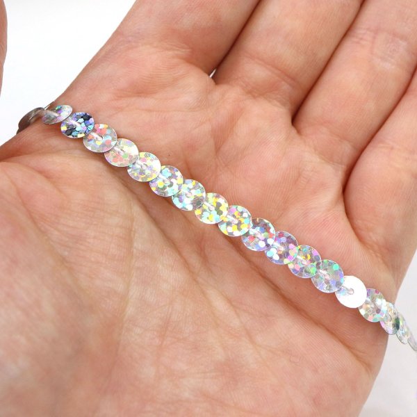 画像5: スパンコールブレード ホログラム シルバー 銀 幅約0.6cmx約3m スパンコールテープ スパンコールトリム 手芸 きらきらぷんぷん丸 SRBN-005 (5)