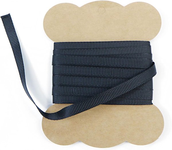 画像1: グログランリボン 【ブラック】 黒 両面 幅6mmx5m リブ状 立体感 凹凸 テープ ギフト ラッピング 手芸 包装 ポリエステル きらきらぷんぷん丸 SRBN-021 (1)