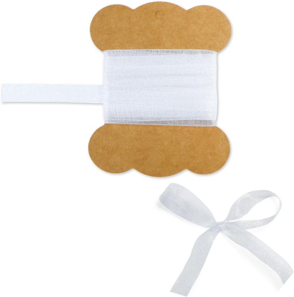 画像1: オーガンジーリボン 【ホワイト】 白 両面 幅9mmx5m 光沢 透け感 テープ ギフト ラッピング 手芸 包装 ナイロン アクセサリー きらきらぷんぷん丸 SRBN-032 (1)