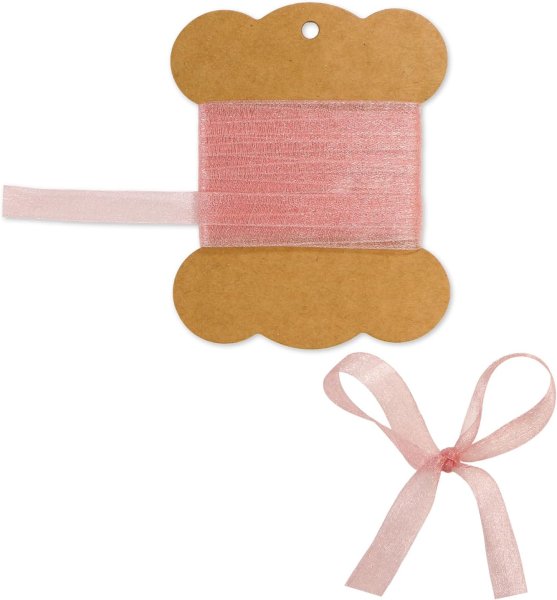 画像1: オーガンジーリボン 【ピンク】 両面 幅9mmx5m 光沢 透け感 テープ ギフト ラッピング 手芸 包装 ナイロン 細い アクセサリー きらきらぷんぷん丸 SRBN-033 (1)