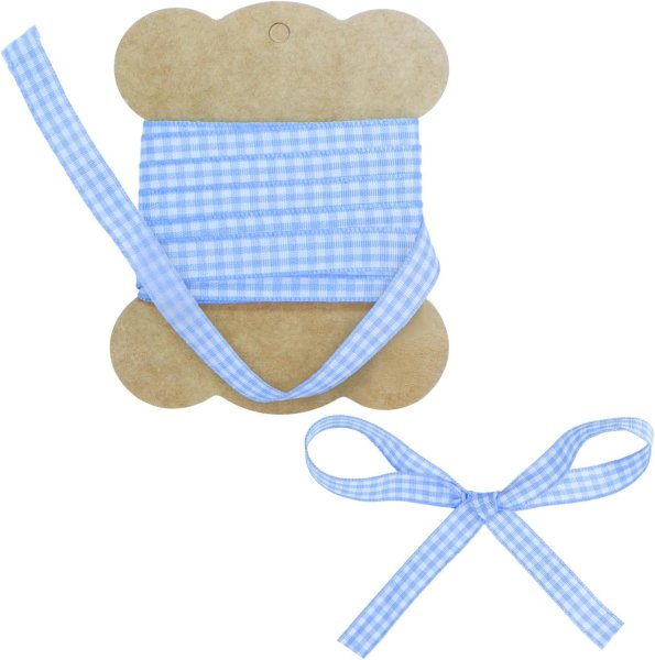 画像1: チェックリボン 【ライトブルー】 水色 両面 幅1cmx5m ギンガムチェック 格子柄 テープ ギフト ラッピング 手芸 ポリエステル きらきらぷんぷん丸 SRBN-035 (1)