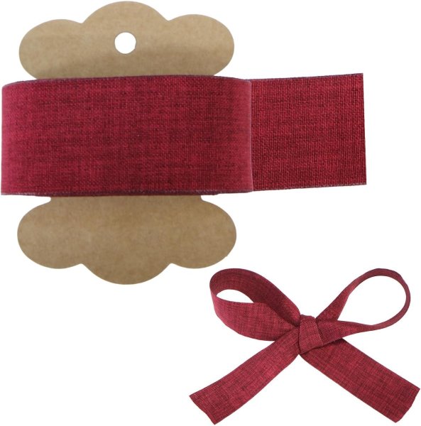 画像1: コットンリボン【ワインレッド】無地 25mm×5m ナチュラル マット リネン風 ギフト ラッピング 手芸 包装 アクセサリー きらきらぷんぷん丸 SRBN-040 (1)