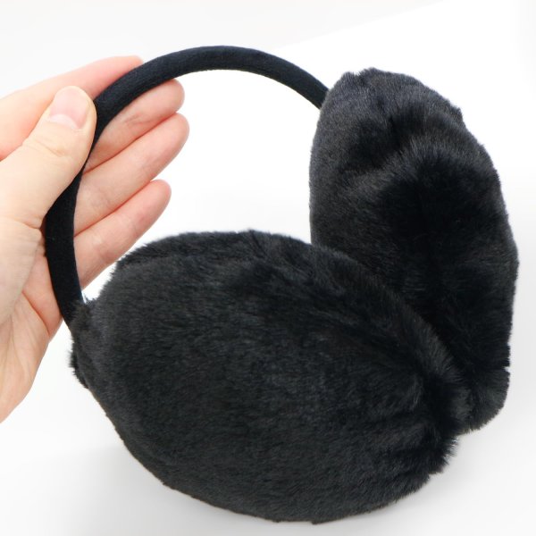 画像5: 耳当て イヤーマフ フェイクファー 【ブラック】 黒 フリーサイズ ふわふわ イヤーウォーマー 防寒 防風 保温 男女兼用 耳カバー きらきらぷんぷん丸 STB-003 (5)