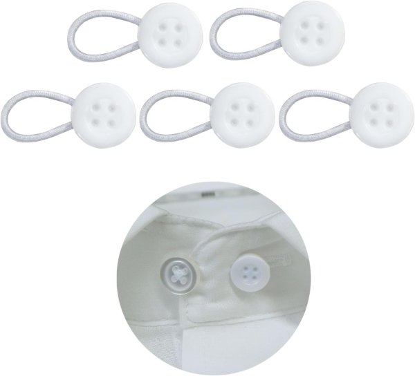 画像1: 襟元調節ボタン 5個入り 【ホワイト】 白 10mm ワイシャツ 袖 首元 サイズ調整 エクステンダー ワンダーボタン アジャスター 延長 きらきらぷんぷん丸 STB-006 (1)