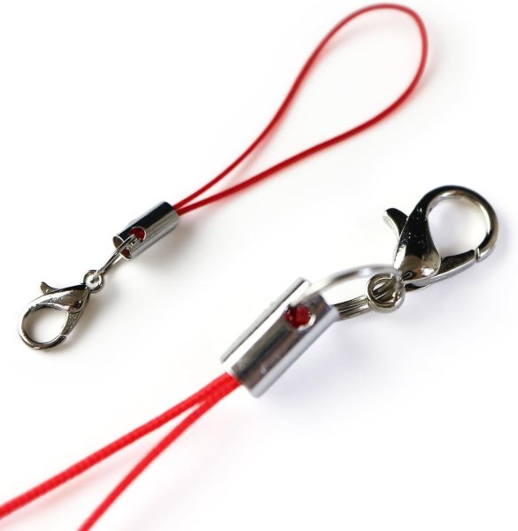 画像3: [きらきらぷんぷん丸] カニカン付き携帯ストラップ レッド 二重リング付き キーホルダー リングストラップ 10本入 STP-012 (3)