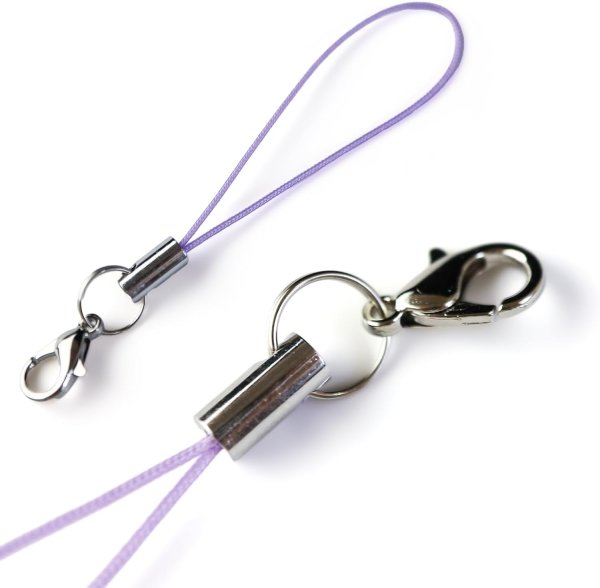 画像3: [きらきらぷんぷん丸] カニカン付き携帯ストラップ パープル 二重リング付き キーホルダー リングストラップ 10本入 STP-018 (3)