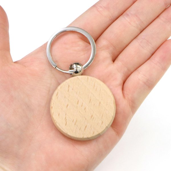 画像5: 木製 キーホルダー 5個入り 【丸】 直径40mm 円型 二重リング 金具 木目 ウッド シンプル 手芸 ハンドメイド DIY 材料 パーツ オリジナル きらきらぷんぷん丸 STP-046 (5)