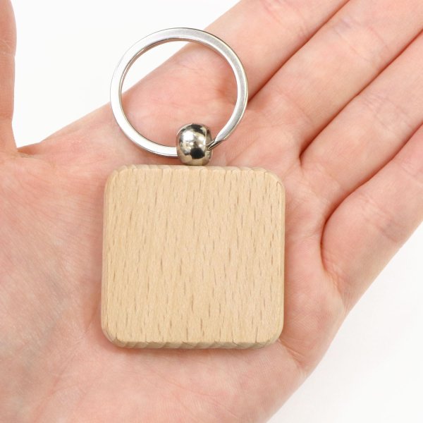 画像5: 木製 キーホルダー 5個入り 【四角】 40x40mm スクエア 正方形 二重リング 金具 木目 ウッド シンプル 手芸 ハンドメイド DIY 材料 パーツ オリジナル きらきらぷんぷん丸 STP-047 (5)