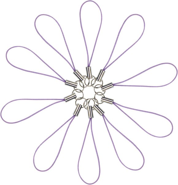 画像1: 携帯ストラップ 金具 パーツ パープル 紫 二重リング付き 【10本入】 キーホルダー 紐 スマホ リングストラップ アクセサリー きらきらぷんぷん丸 STP-048 (1)