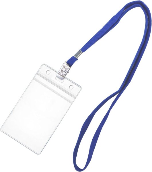 画像1: 社員証ケース 縦型 クリア 吊り下げ 名札 ID カードホルダー ケース PVC製 耐水 ネックストラップ付き きらきらぷんぷん丸 STP-049 (1)