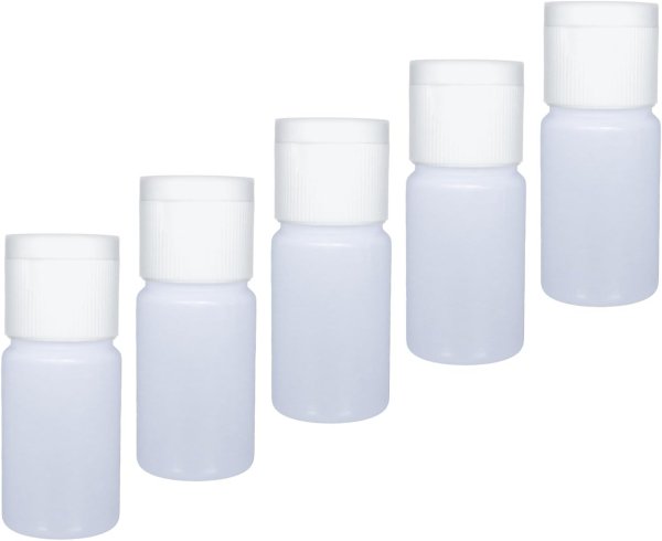 画像1: トラベル ミニ ボトル プラスチック 10ml キャップ 白色 5本セット 半透明 液体 化粧品 保存 詰め替え 小分け 旅行 出張 お出かけ きらきらぷんぷん丸 TMB-006 (1)