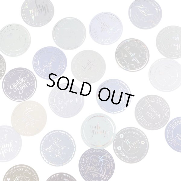画像1: Thank youシール【ブルー・グリーン系】丸 シール ありがとう サンキュー 感謝 金 箔押し ギフトシール 46枚入りx〔1セット〕【3.5cm】きらきらぷんぷん丸 TYS-004 (1)