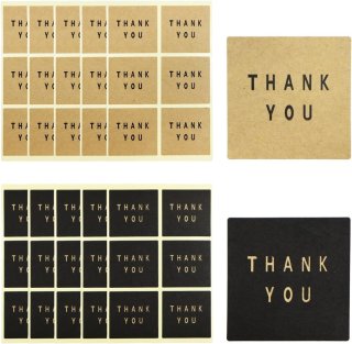 Amazon | Thank youシール【四角 4×4cm】茶色 黒 ありがとう