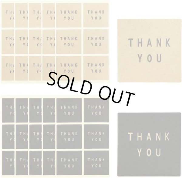 画像1: Thank youシール【四角 4×4cm】シール 茶色 黒 ありがとう サンキュー 感謝 クラフト風 ギフトシール【10シート 60枚入り】x〔1セット〕きらきらぷんぷん丸 TYS-007 (1)