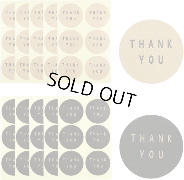 画像1: Thank youシール【丸 直径4cm】シール 茶色 黒 ありがとう サンキュー 感謝 クラフト風 ギフトシール【10シート 60枚入り】x〔1セット〕きらきらぷんぷん丸 TYS-008 (1)