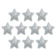 画像1: ワッペン【シルバー】銀 10個入 28mm グリッター 星 アップリケ 接着タイプ パッチ デコレーション きらきらぷんぷん丸 WPN-001 (1)