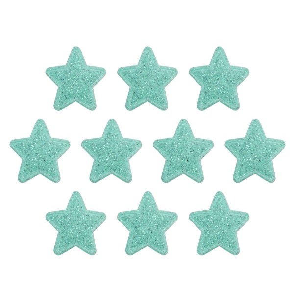 画像1: ワッペン【エメラルドグリーン】10個入 28mm グリッター 星 アップリケ 接着タイプ パッチ デコレーション きらきらぷんぷん丸 WPN-002 (1)