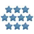 画像1: ワッペン【ブルー】青 10個入 28mm グリッター 星 アップリケ 接着タイプ パッチ デコレーション きらきらぷんぷん丸 WPN-004 (1)