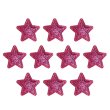 画像1: ワッペン【ピンク】10個入 28mm グリッター 星 アップリケ 接着タイプ パッチ デコレーション きらきらぷんぷん丸 WPN-006 (1)
