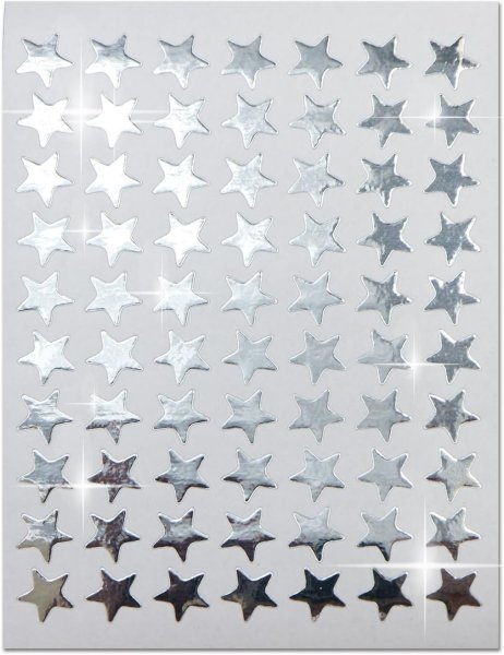 画像1: ごほうびシール 星 シルバー 1シート70枚×10シート入りx〔1セット〕 シールサイズ 11×11mm きらきらぷんぷん丸 YS-031 (1)