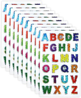 訳あり 英語 シール アルファベット 小 カラフル ホログラム 10シート