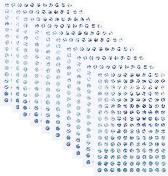 画像1: ごほうびシール 丸シール ホログラム 1シート 176枚x10シート入り 直径6mm 【シルバー】 銀 大容量 カラーラベル 手帳 ステッカー きらきらぷんぷん丸 YS-060 (1)