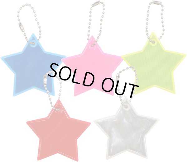 画像1: 反射 キーホルダー 5個セット 【星】 6cm スター リフレクター 反射板 ストラップ 夜間 光る 大きい カラフル 蛍光 安全 きらきらぷんぷん丸 ZK-003 (1)