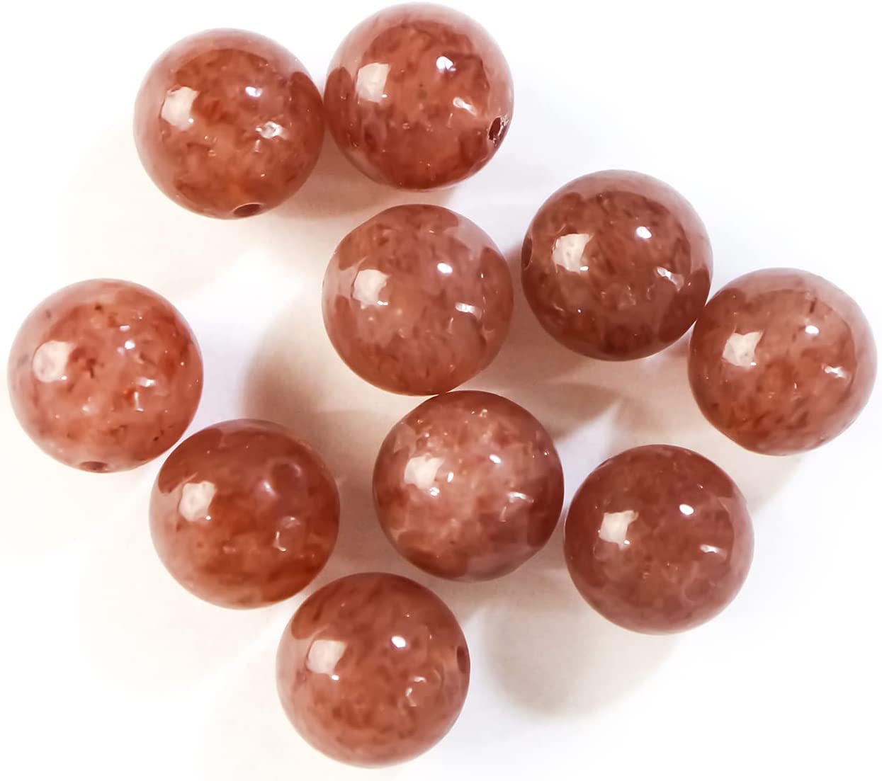 レア品　濃い赤色　キラキラ　天然石マイカストロベリークォーツ約13mm 高品質【美品】【濃い赤色】天然石マイカストロベリークォーツ約12.9